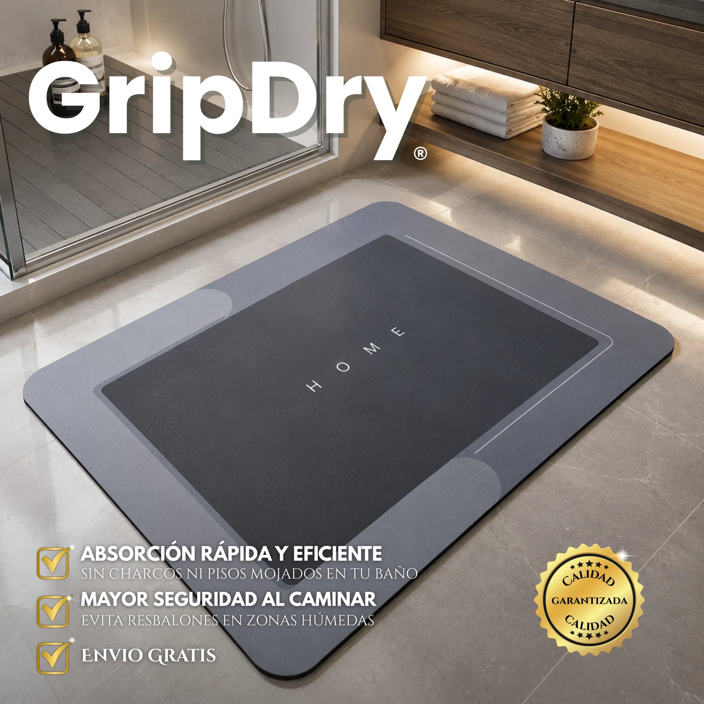 GripDry | Tapete Antideslizante De Secado Rápido