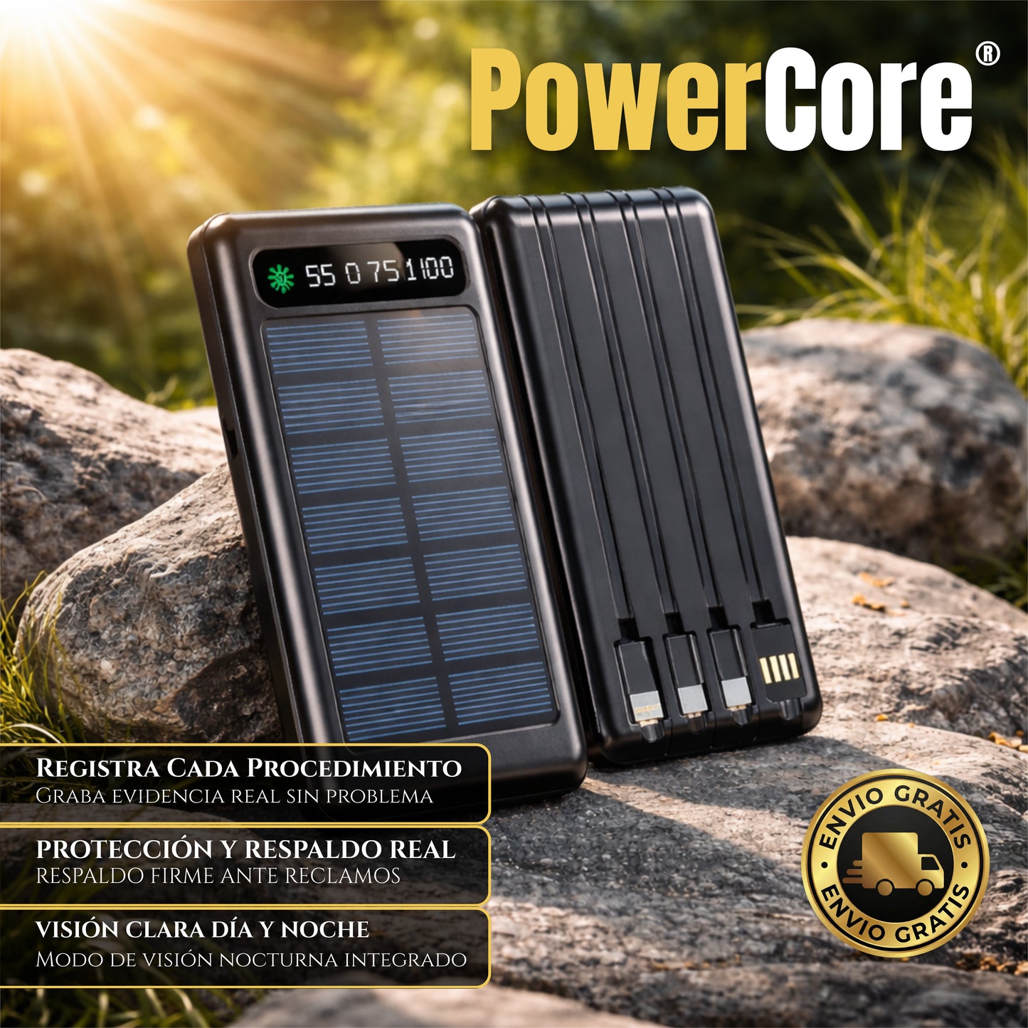PowerCore | Batería Solar Portátil Todo en Uno