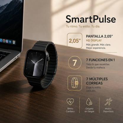 SmartPulse S9 | Smartwatch con 7 correas Extra